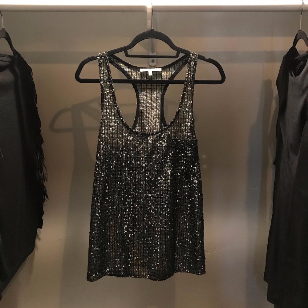 Sequin Razor Back Tank Top